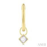 1/3 ctw Bezel Set Princess Cut Diamond Huggie Earrings in 14K Yellow Gold